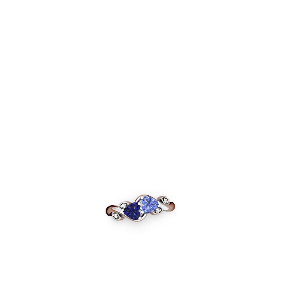 Lab Sapphire Floral Elegance 14K White Gold ring R5790