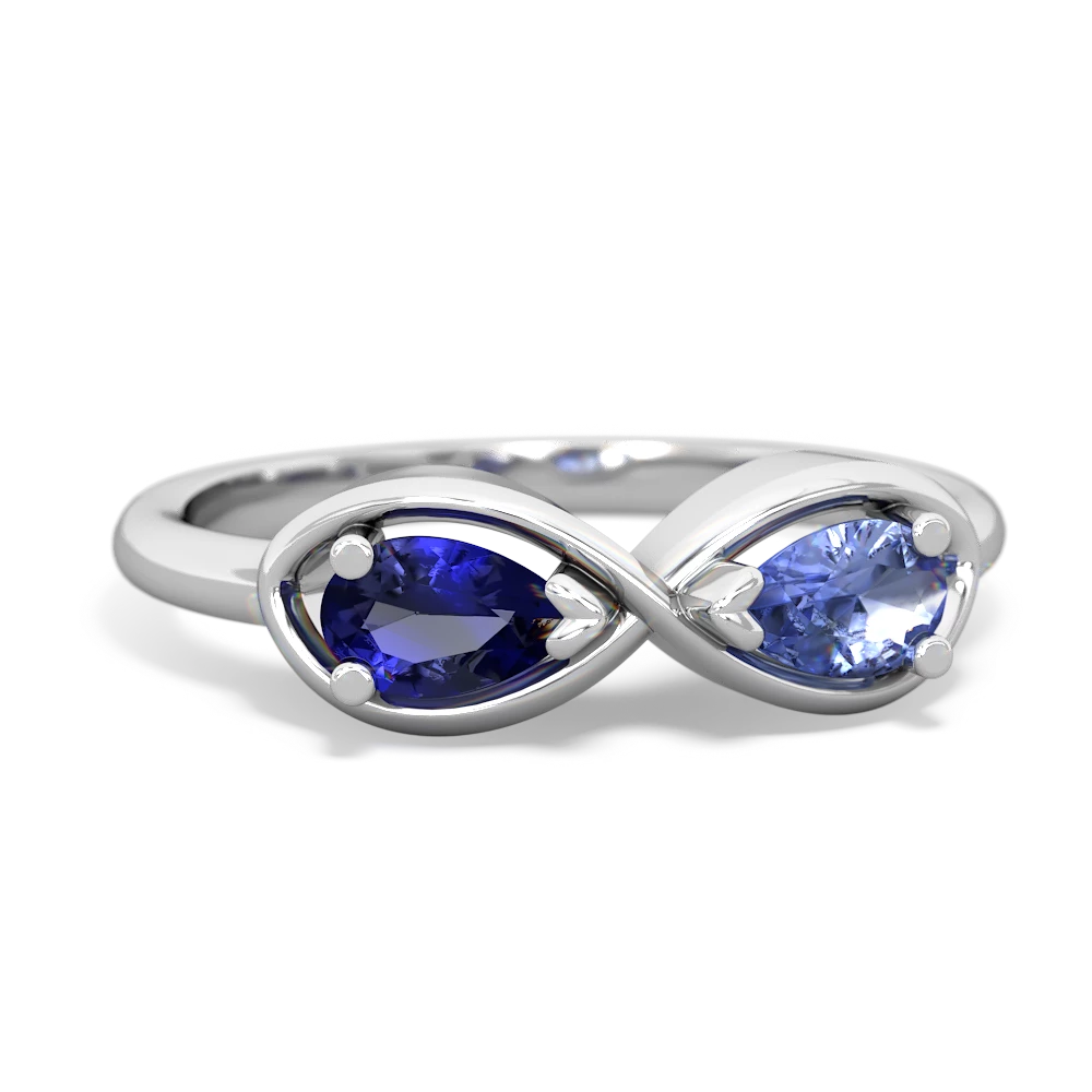 Lab Sapphire Infinity 14K White Gold ring R5050