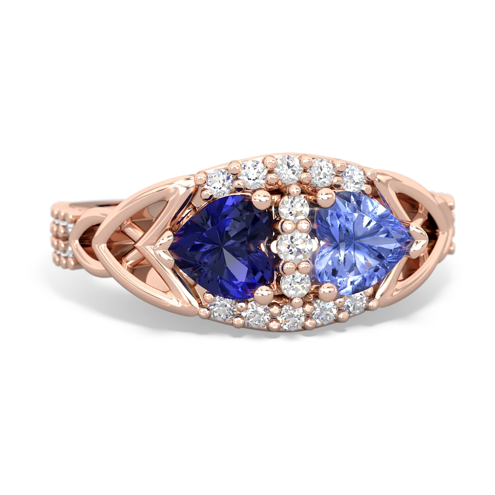 Lab Sapphire Sparkling Celtic Knot 14K Rose Gold ring R2645