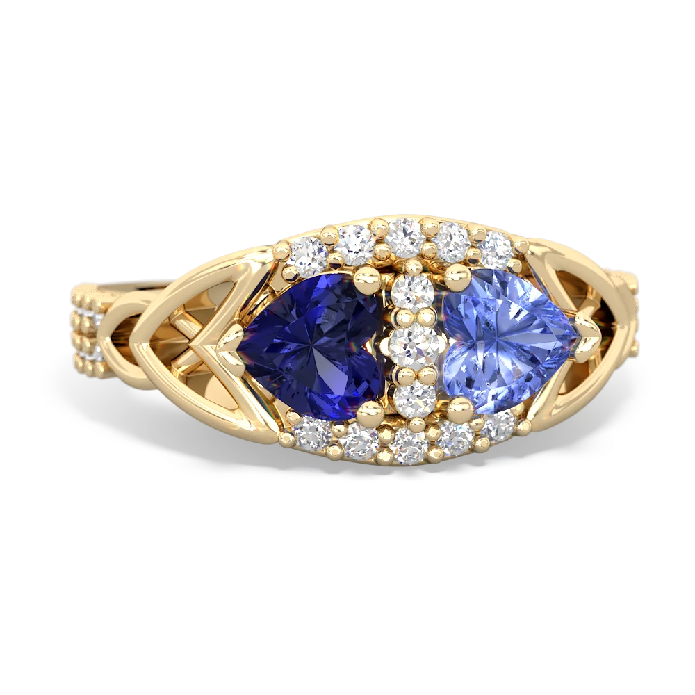 Lab Sapphire Sparkling Celtic Knot 14K Yellow Gold ring R2645