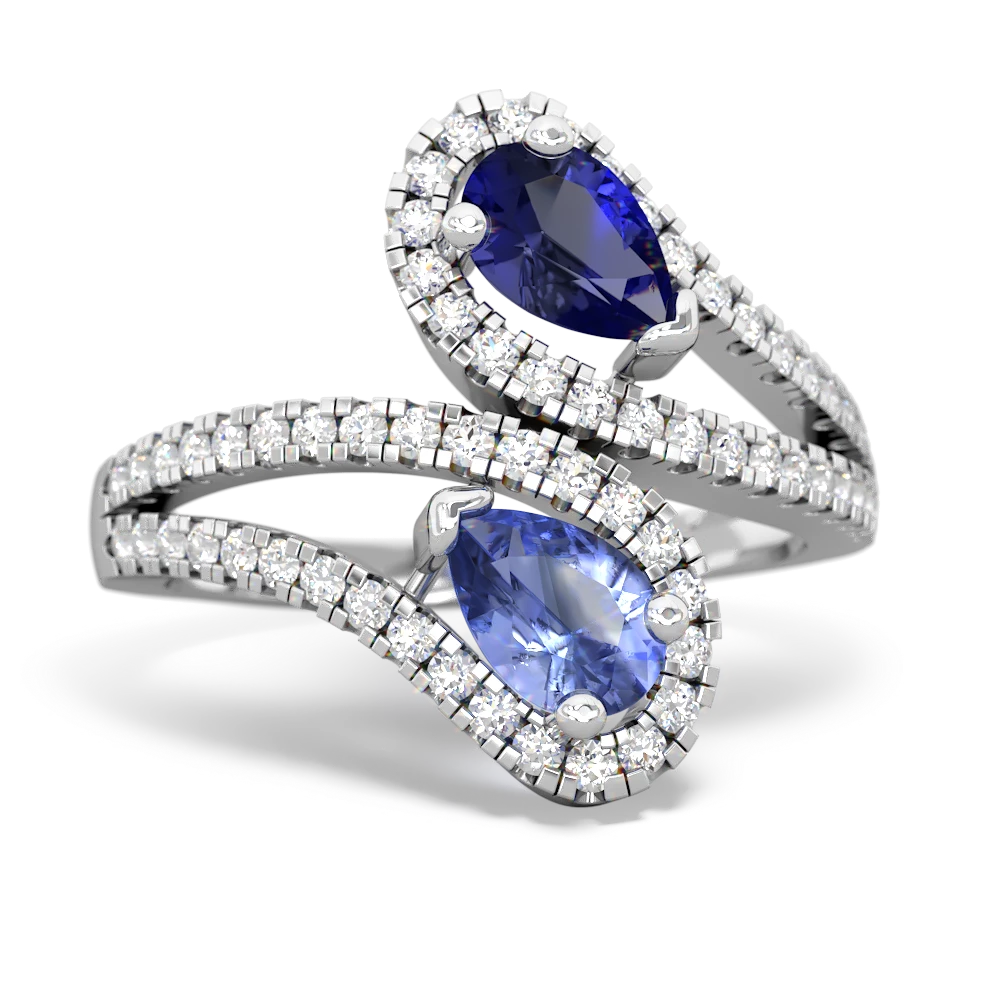 Lab Sapphire Diamond Dazzler 14K White Gold ring R3000