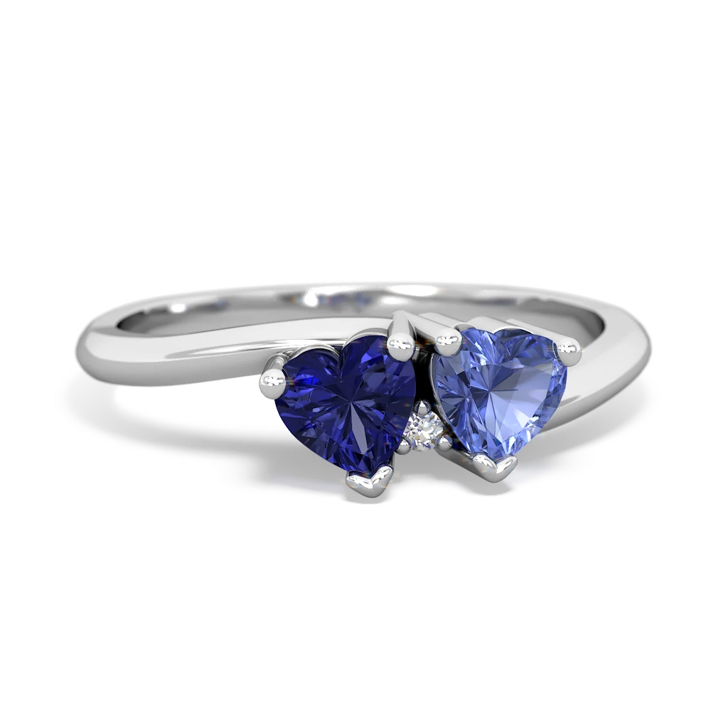 Lab Sapphire Sweethearts 14K White Gold ring R5260