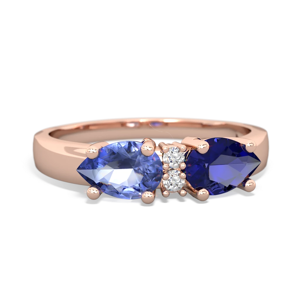 Lab Sapphire Pear Bowtie 14K Rose Gold ring R0865