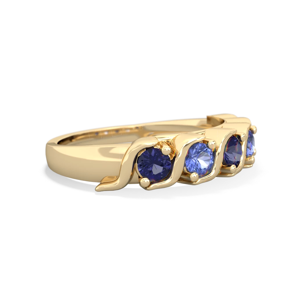 Lab Sapphire Anniversary Band 14K Yellow Gold ring R2089