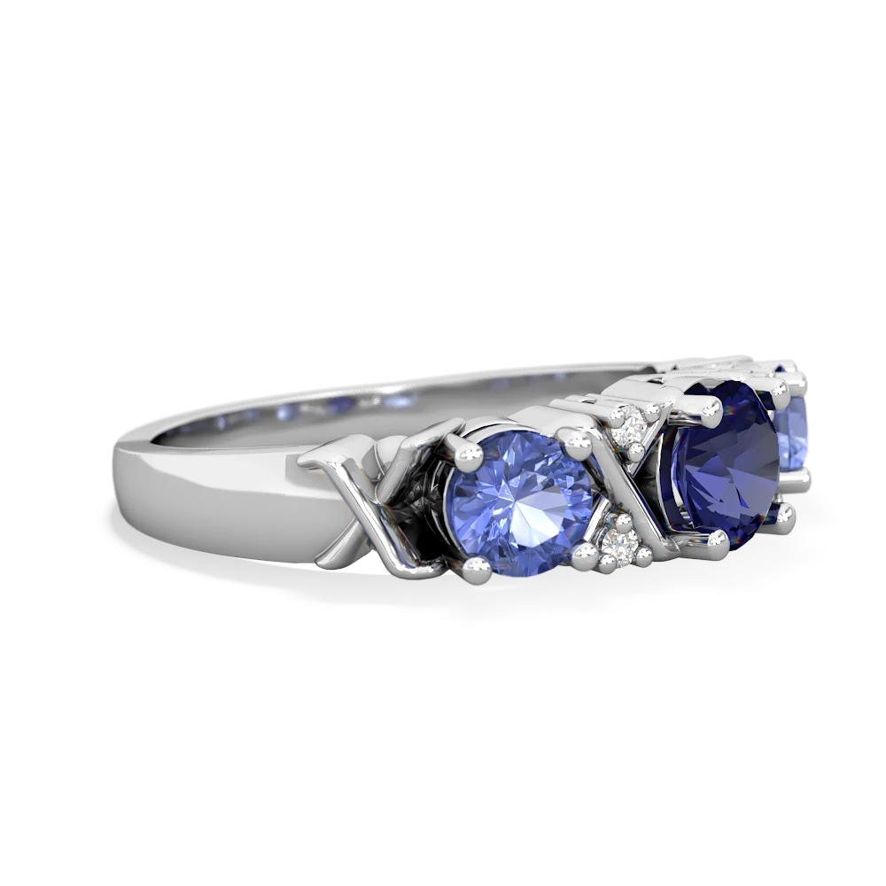 Lab Sapphire Hugs And Kisses 14K White Gold ring R5016