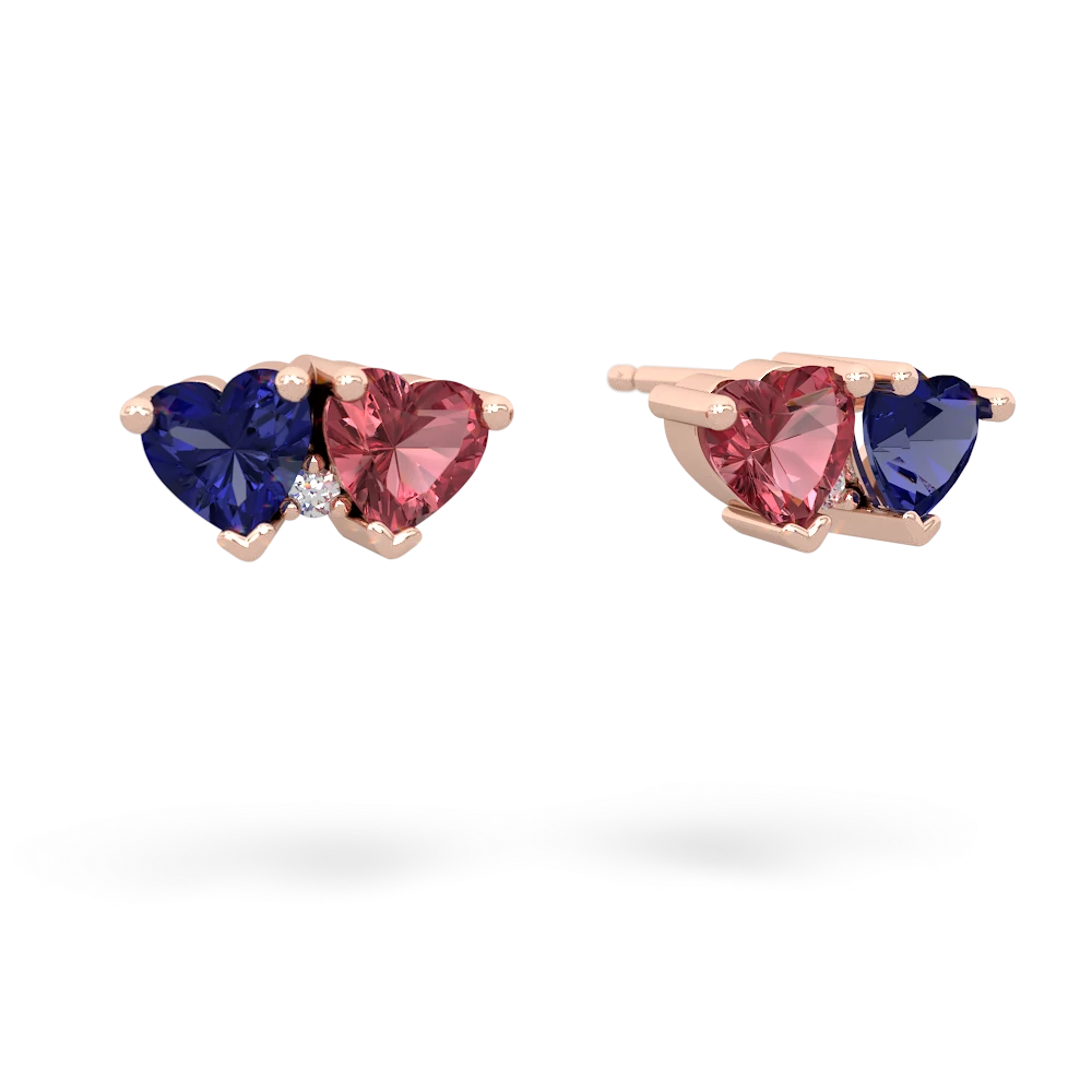 Lab Sapphire Sweethearts 14K Rose Gold earrings E5260