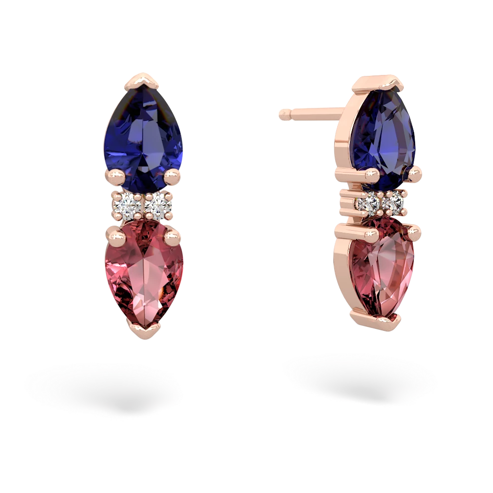 Lab Sapphire Bowtie Drop 14K Rose Gold earrings E0865