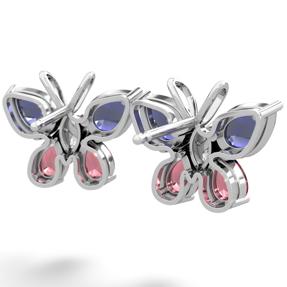 Lab Sapphire Butterfly 14K White Gold earrings E2215