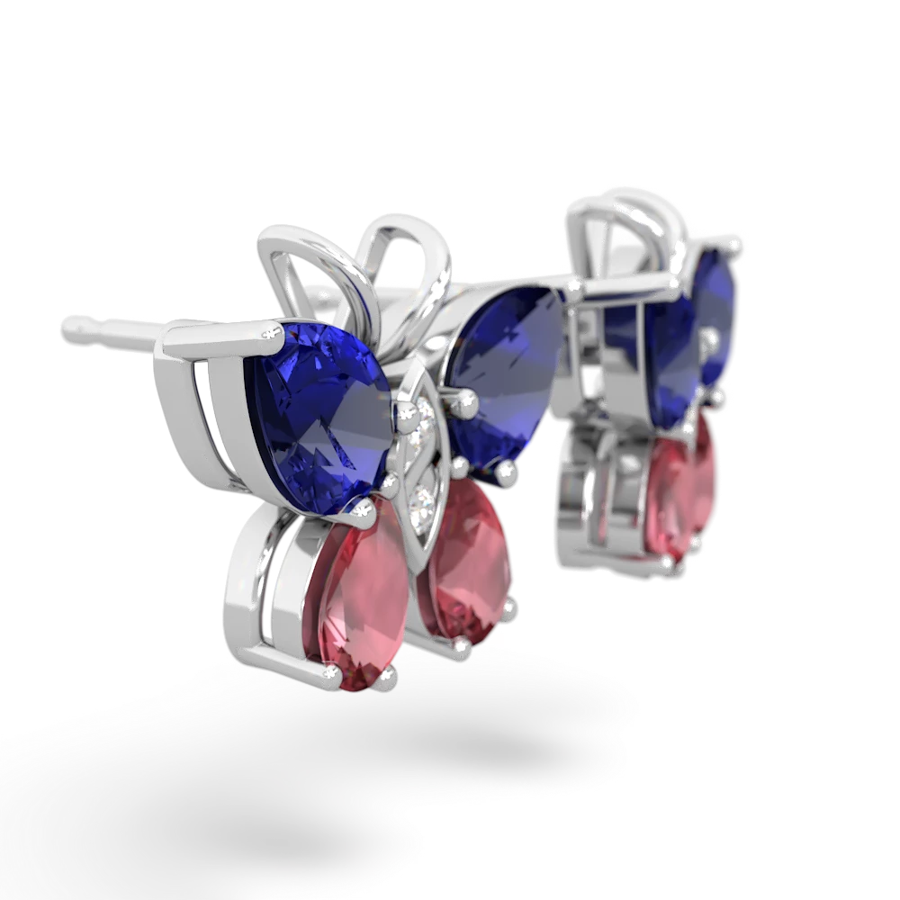 Lab Sapphire Butterfly 14K White Gold earrings E2215