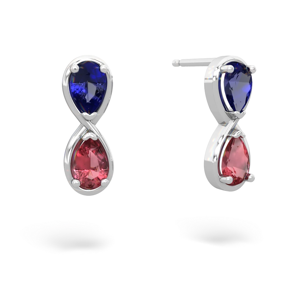 Lab Sapphire Infinity 14K White Gold earrings E5050