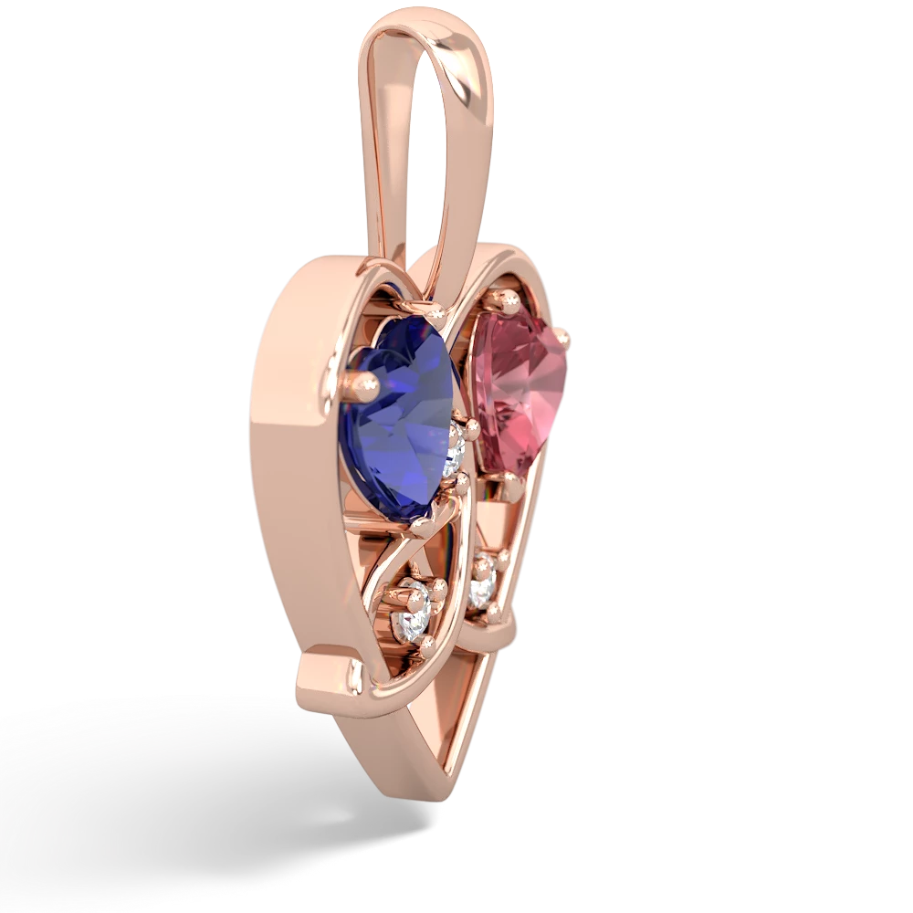 Lab Sapphire Celtic Trinity Heart 14K Rose Gold pendant P5331