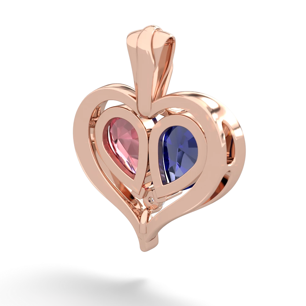 Lab Sapphire Two Become One 14K Rose Gold pendant P5330