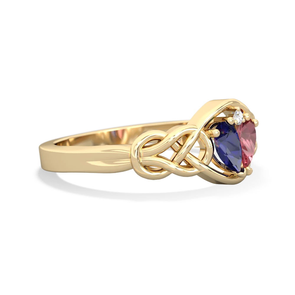 Lab Sapphire Celtic Love Knot 14K Yellow Gold ring R5420