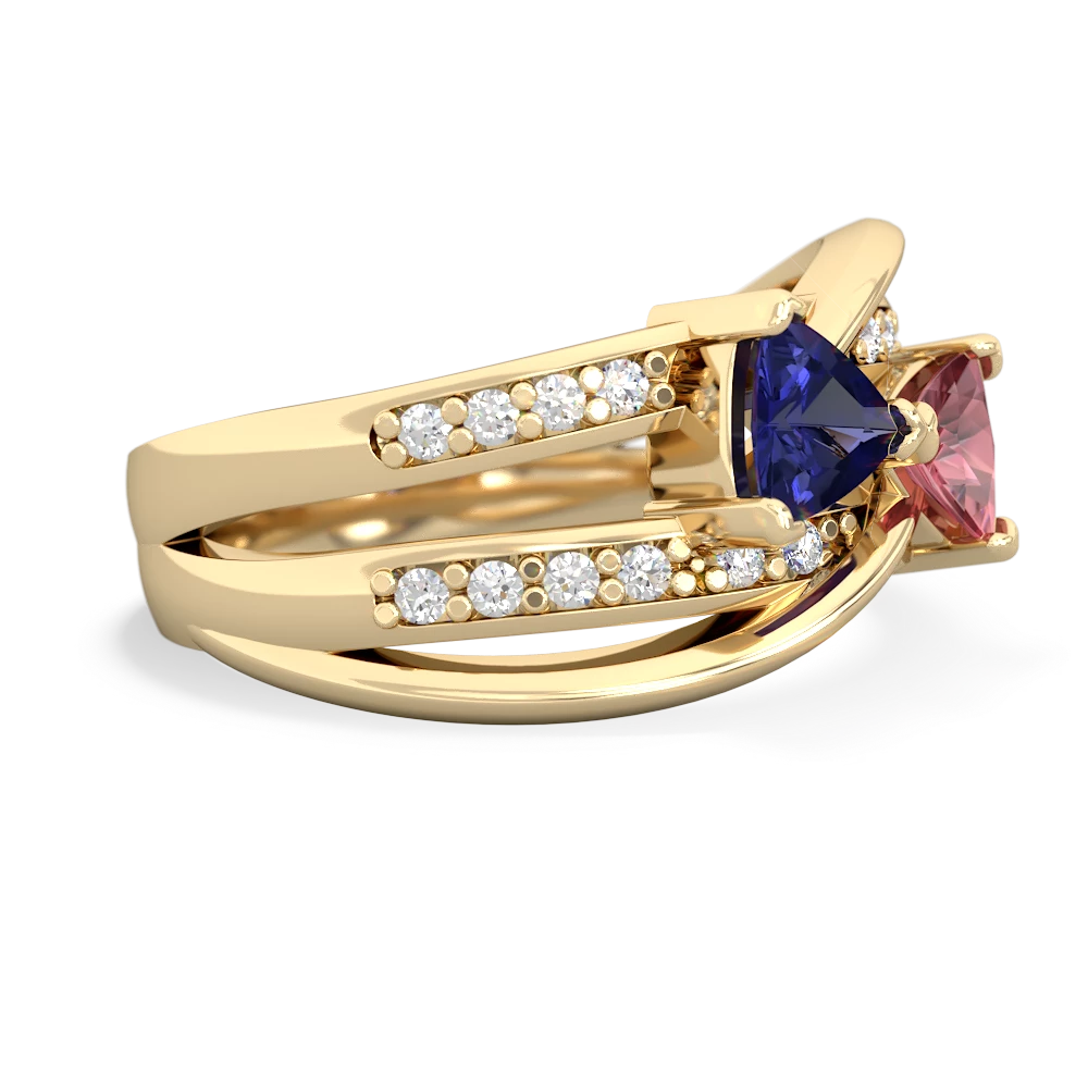 Lab Sapphire Bowtie 14K Yellow Gold ring R2360