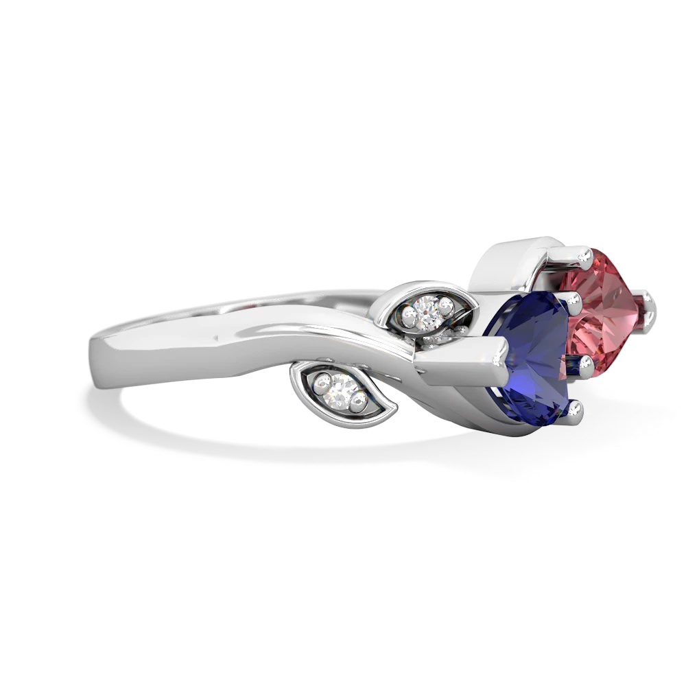 Lab Sapphire Floral Elegance 14K White Gold ring R5790