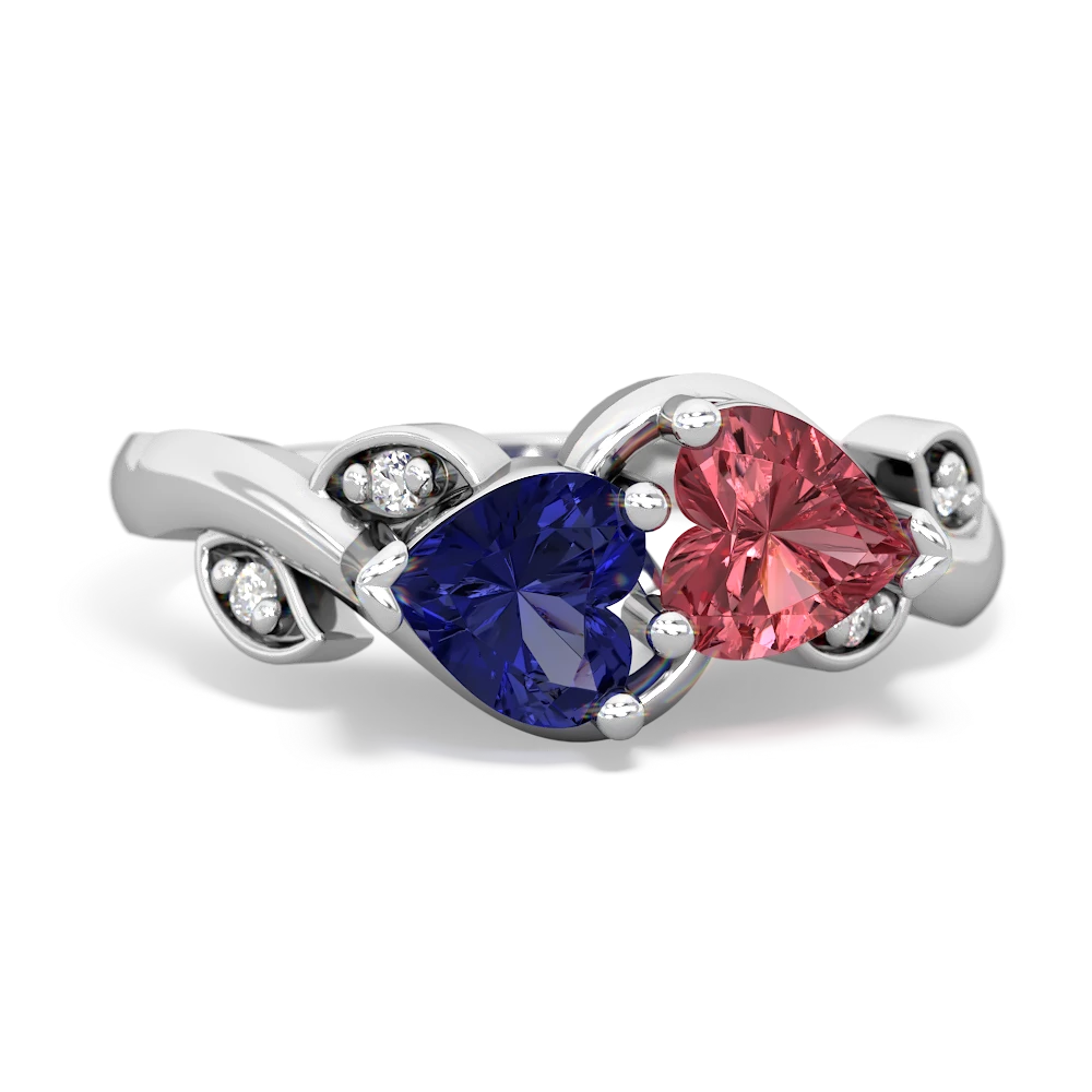 Lab Sapphire Floral Elegance 14K White Gold ring R5790