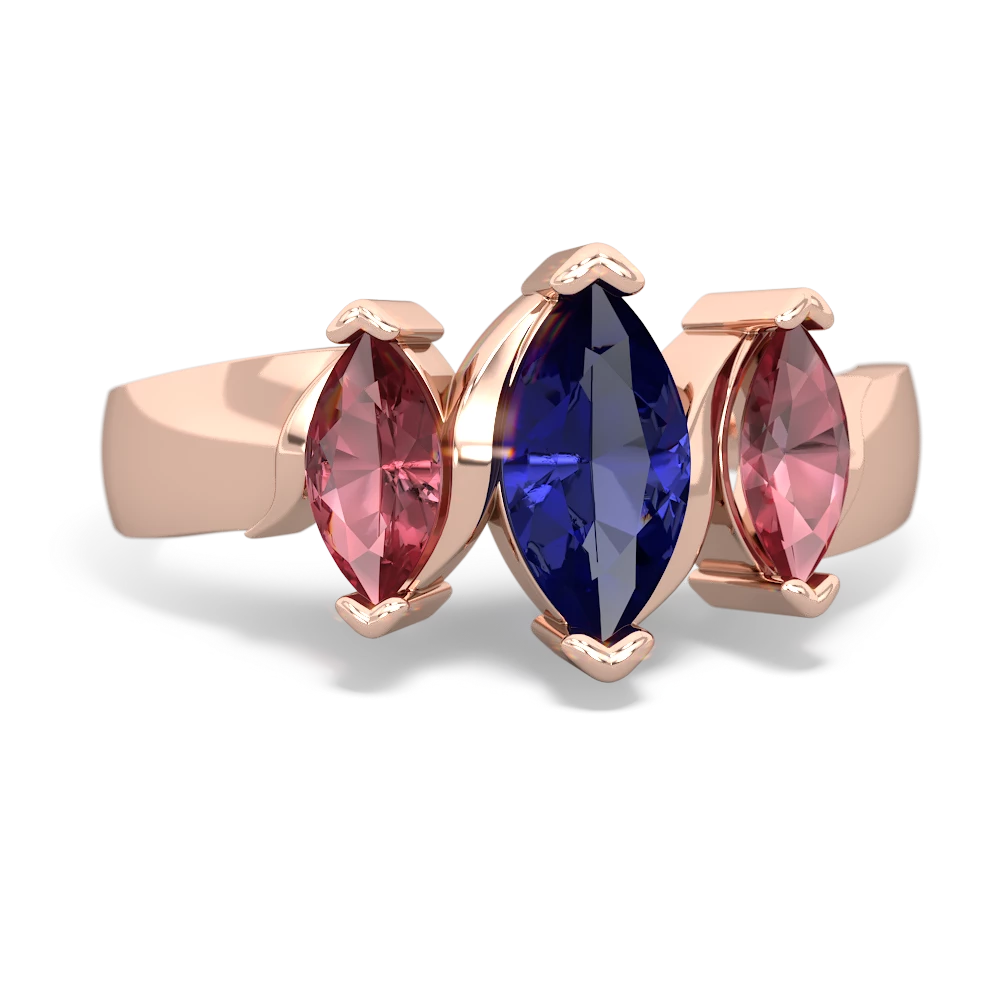 Lab Sapphire Three Peeks 14K Rose Gold ring R2433