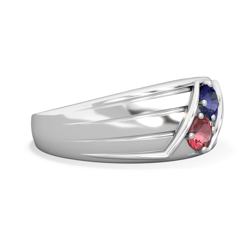 Lab Sapphire Men's Streamline 14K White Gold ring R0460