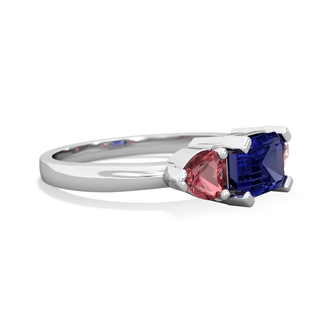 Lab Sapphire Three Stone 14K White Gold ring R5235