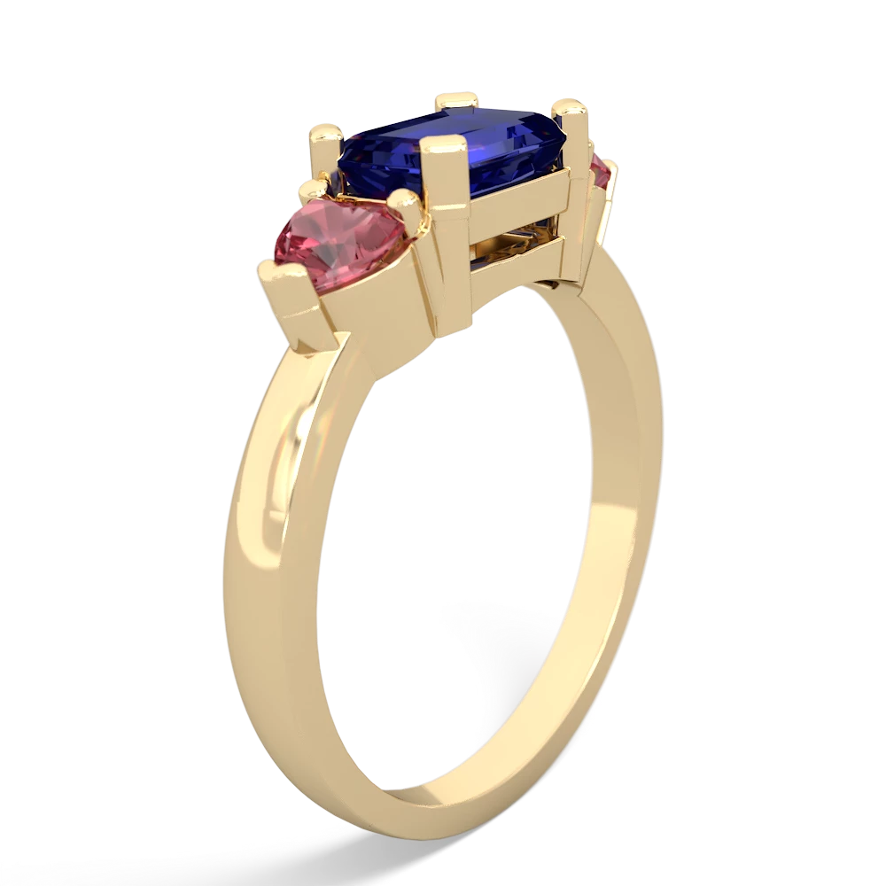 Lab Sapphire Three Stone 14K Yellow Gold ring R5235