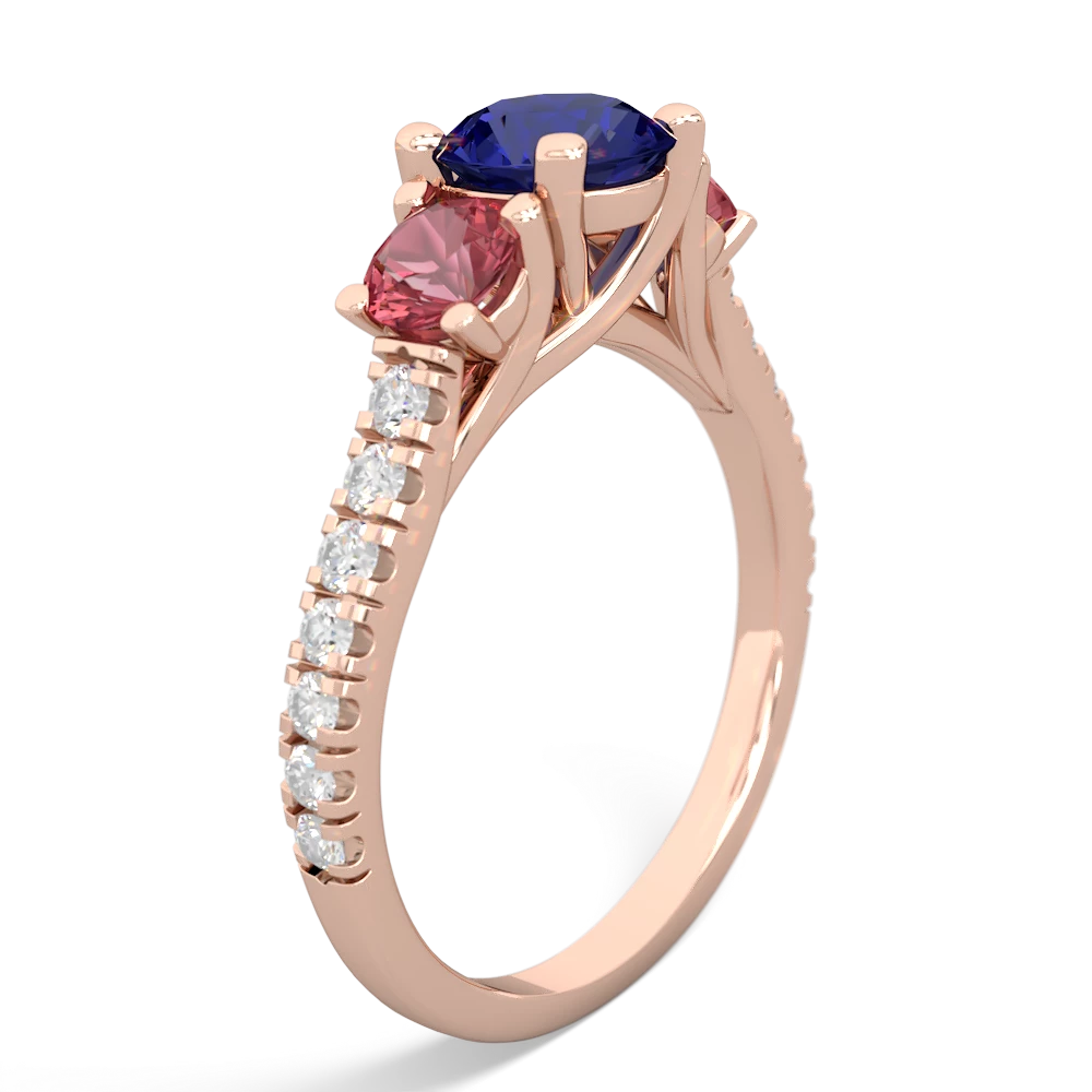 Lab Sapphire Pave Trellis 14K Rose Gold ring R5500