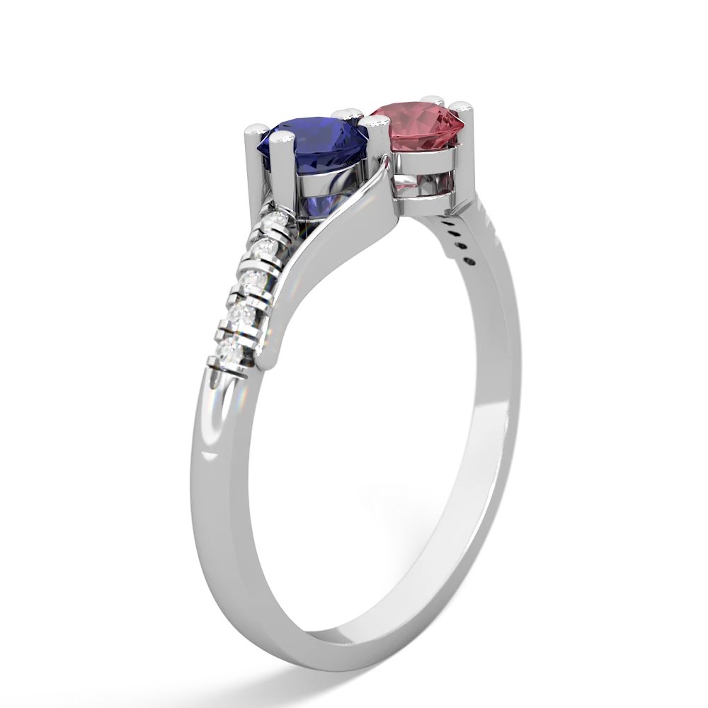 Lab Sapphire Infinity Pave Two Stone 14K White Gold ring R5285