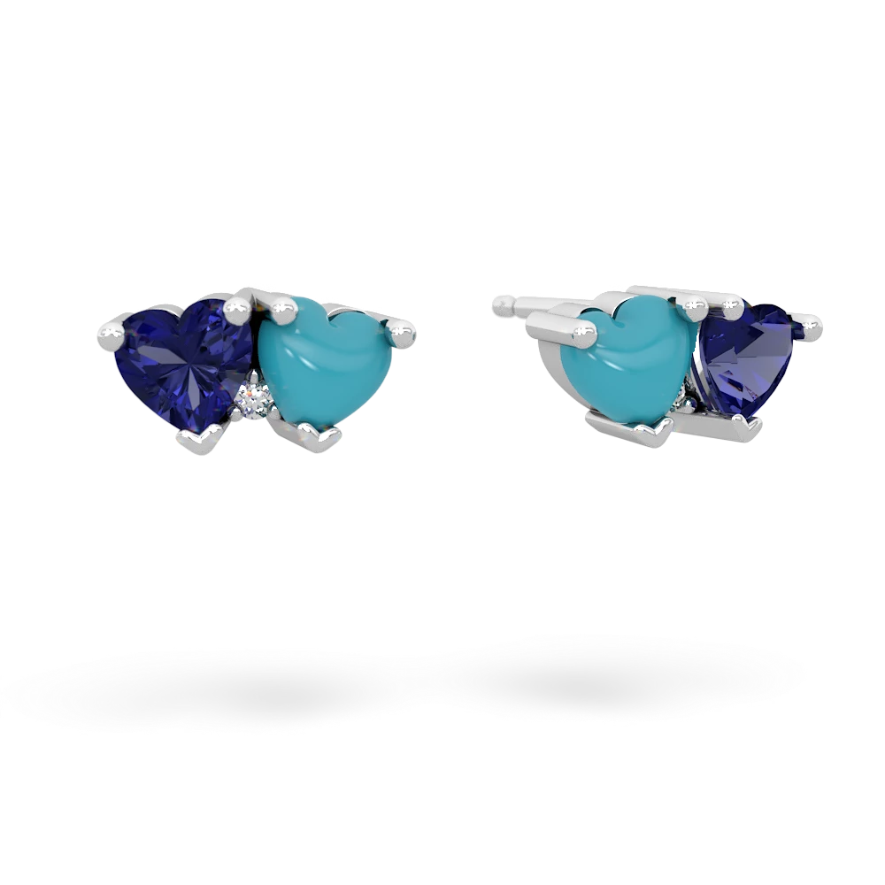 Lab Sapphire Sweethearts 14K White Gold earrings E5260