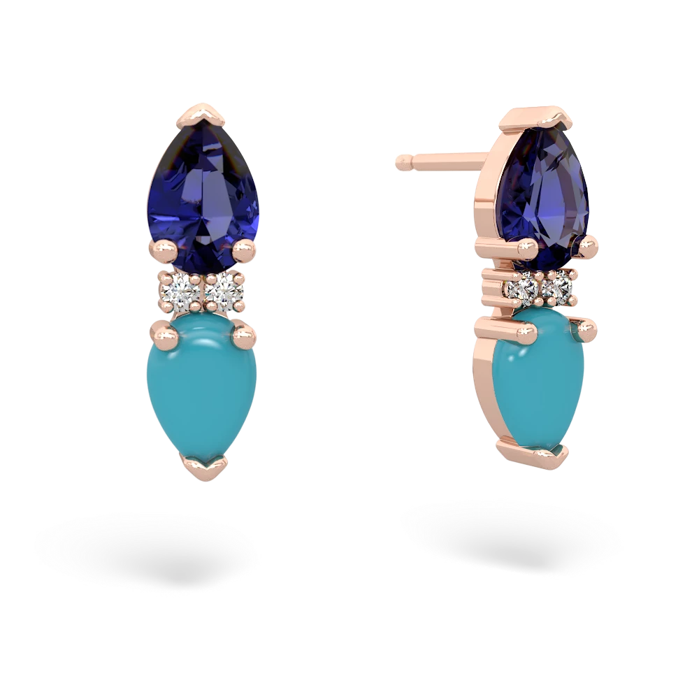 Lab Sapphire Bowtie Drop 14K Rose Gold earrings E0865