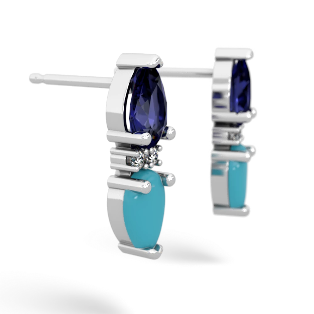 Lab Sapphire Bowtie Drop 14K White Gold earrings E0865