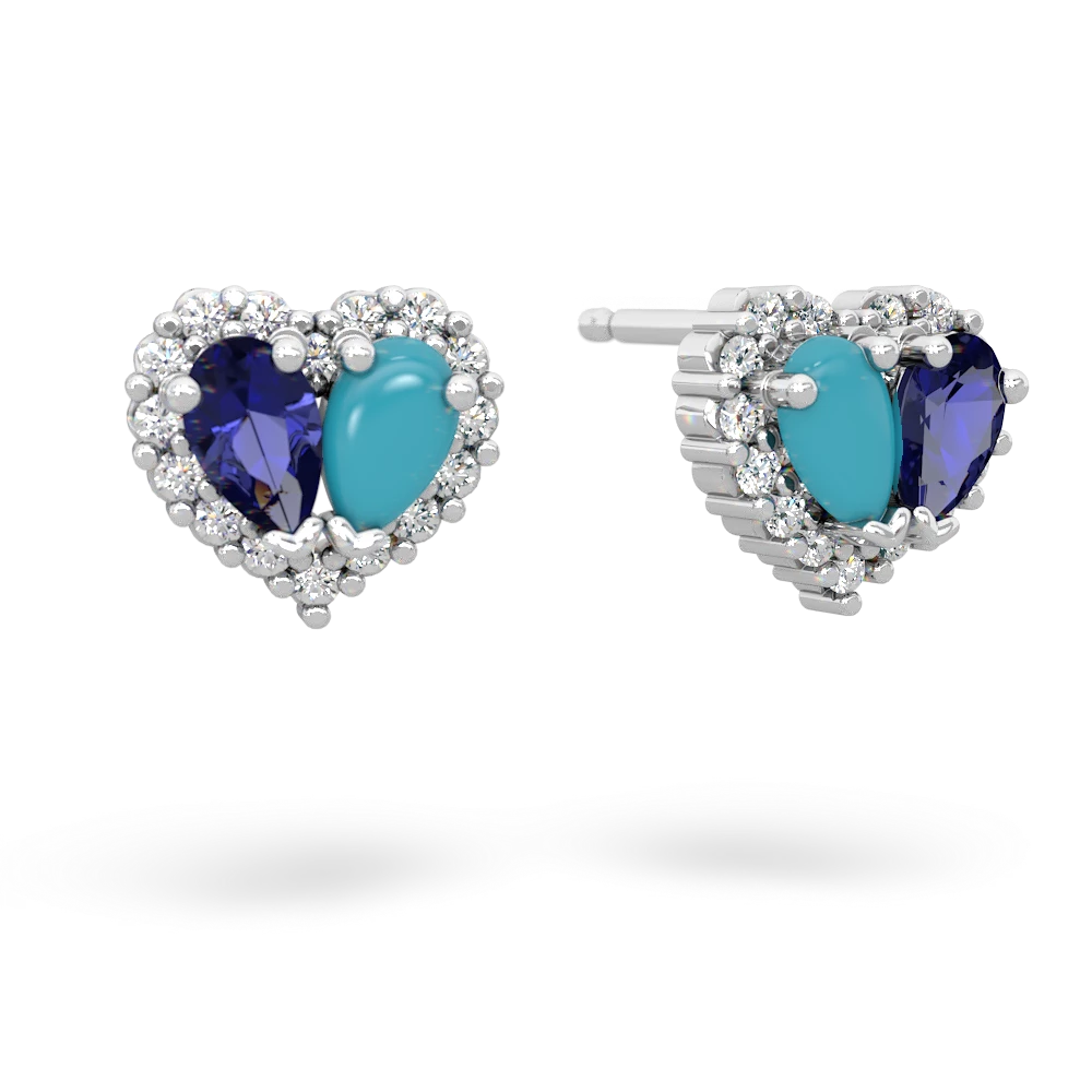 Lab Sapphire Halo 14K White Gold earrings E7008