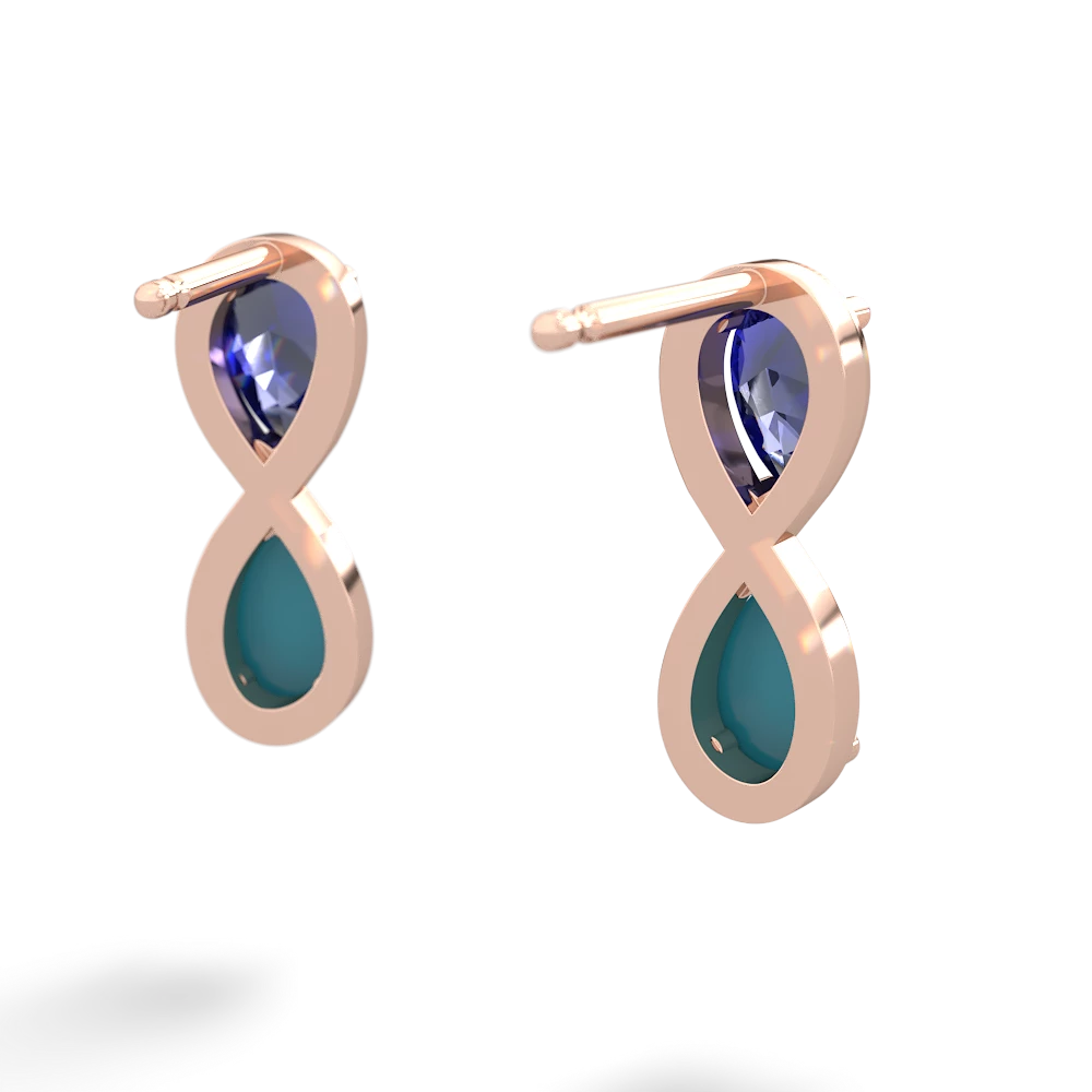 Lab Sapphire Infinity 14K Rose Gold earrings E5050