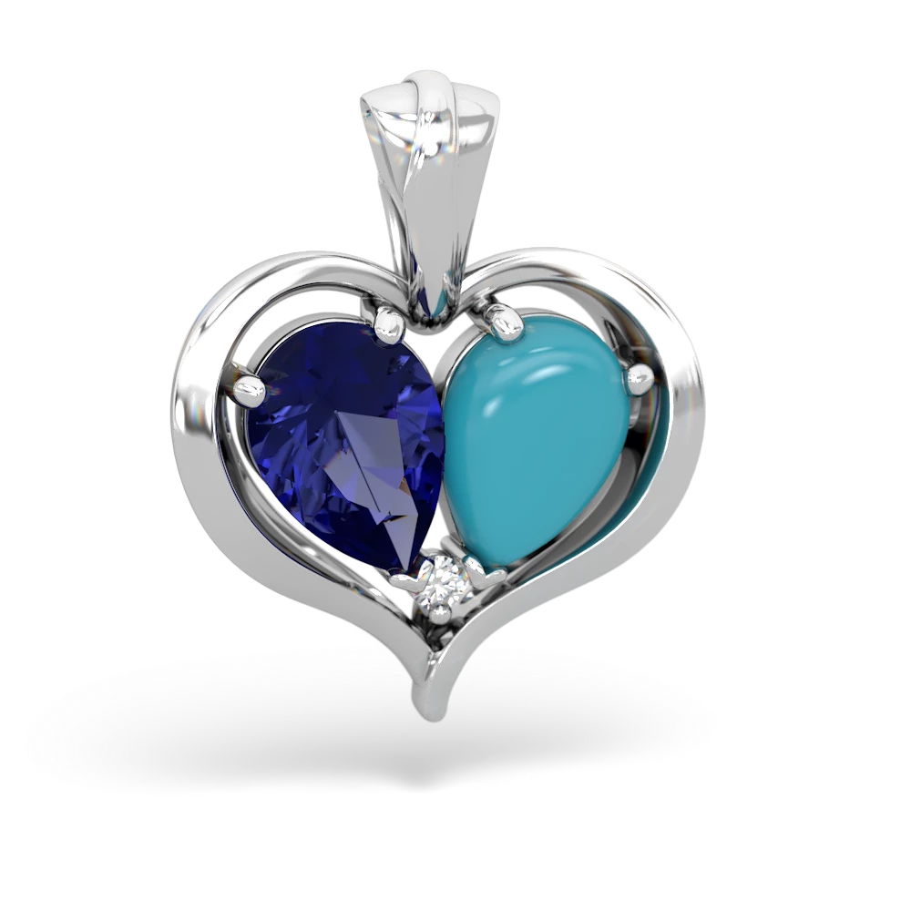 Lab Sapphire Two Become One 14K White Gold pendant P5330