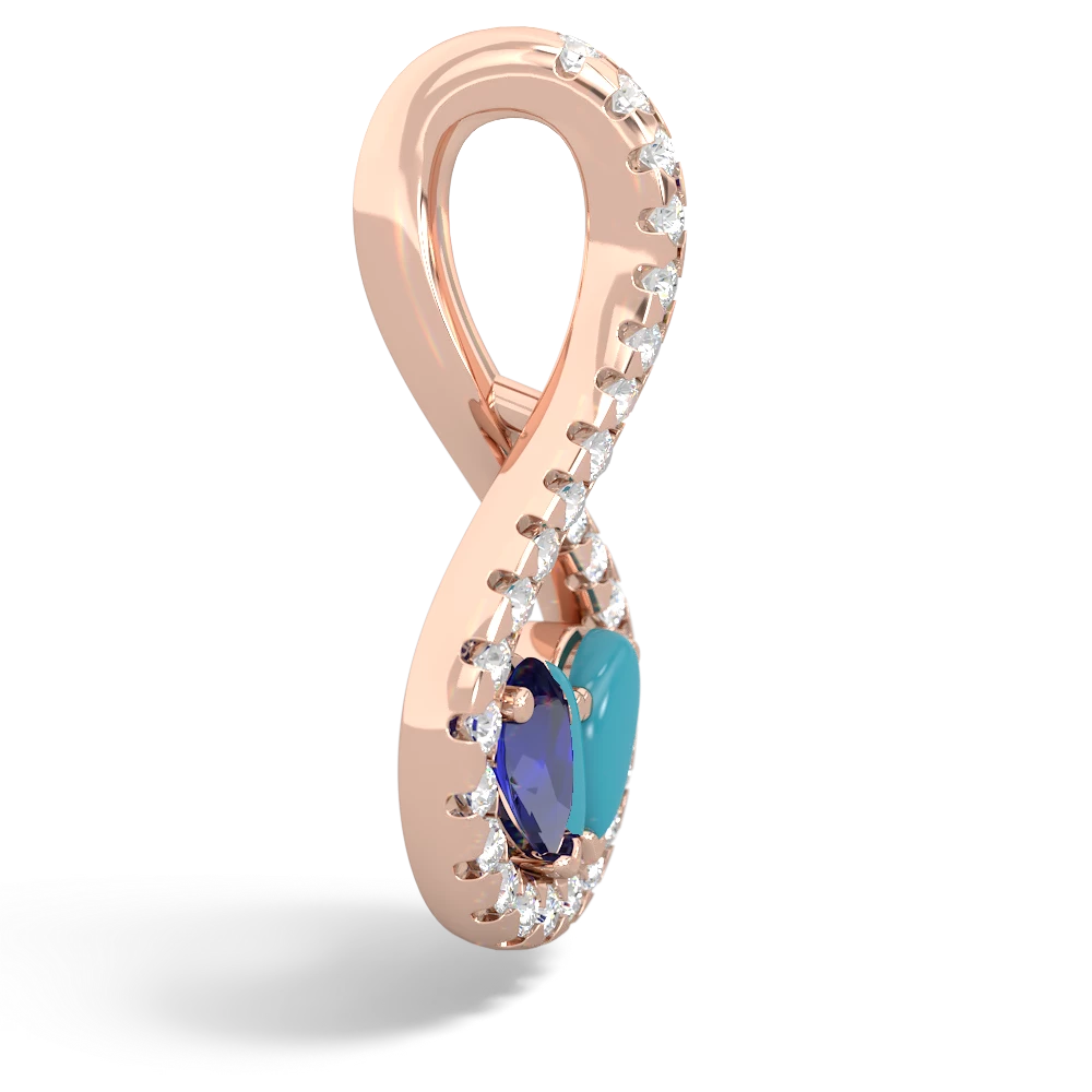 Lab Sapphire Pave Twist 'One Heart' 14K Rose Gold pendant P5360