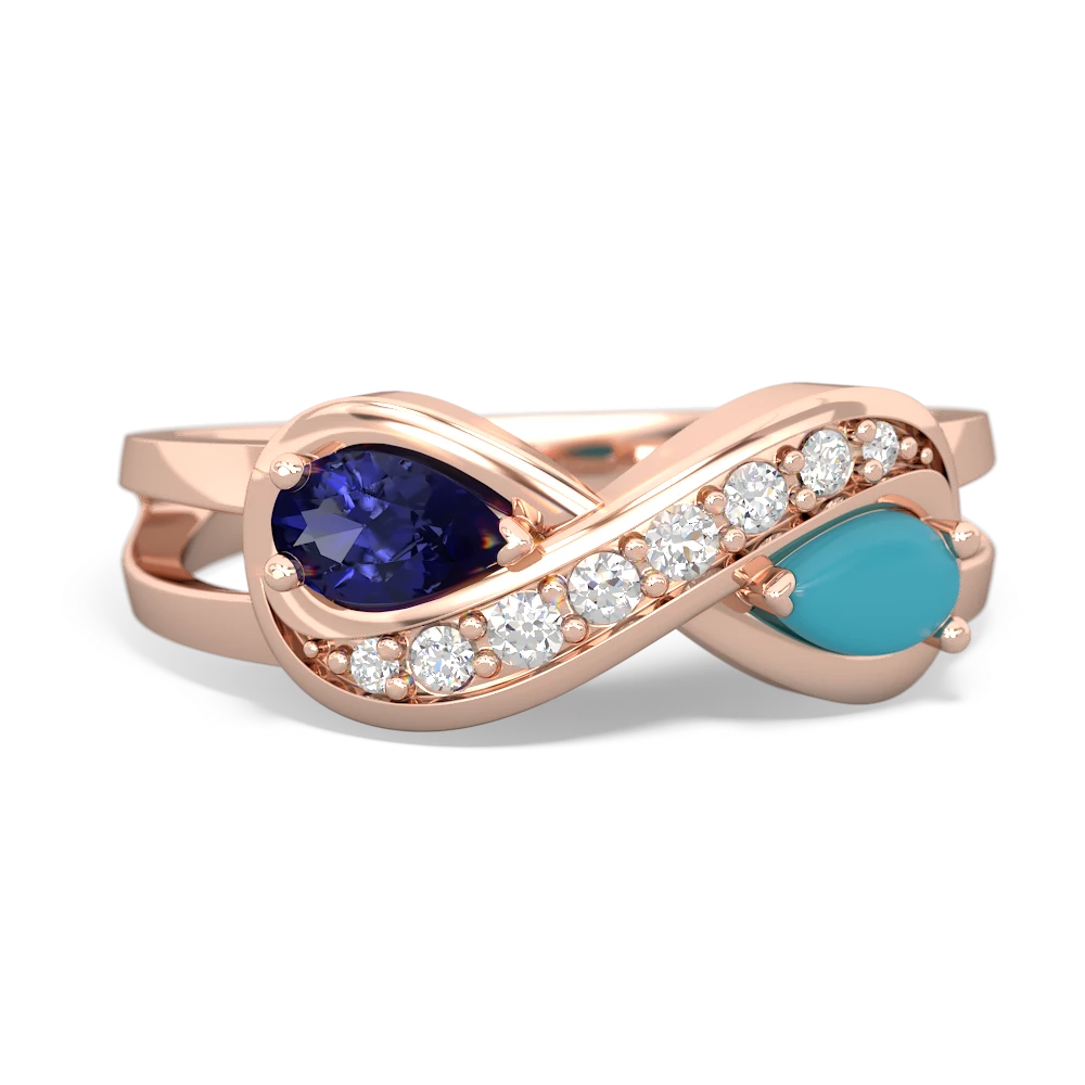 Lab Sapphire Diamond Infinity 14K Rose Gold ring R5390