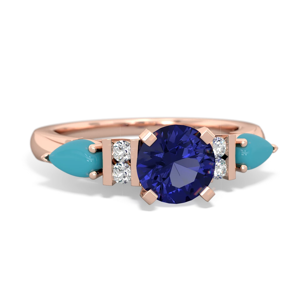 Lab Sapphire 6Mm Round Eternal Embrace Engagement 14K Rose Gold ring R2005