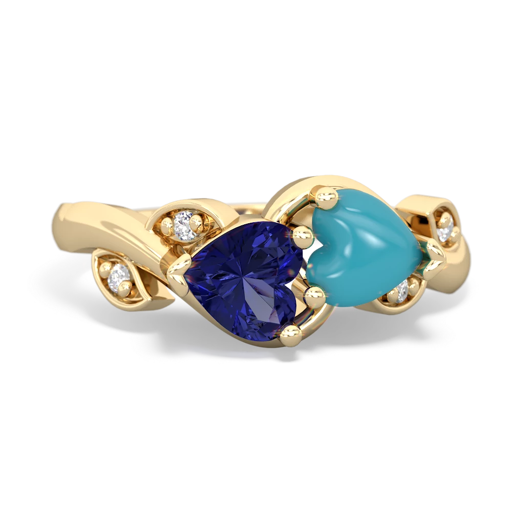 Lab Sapphire Floral Elegance 14K Yellow Gold ring R5790