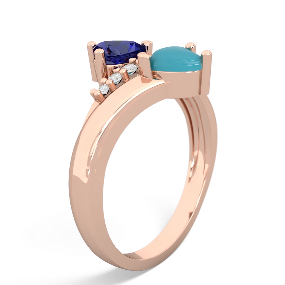 Lab Sapphire Heart To Heart 14K Rose Gold ring R2064