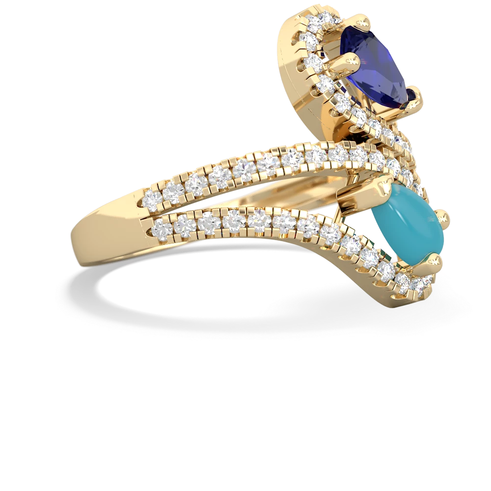 Lab Sapphire Diamond Dazzler 14K Yellow Gold ring R3000