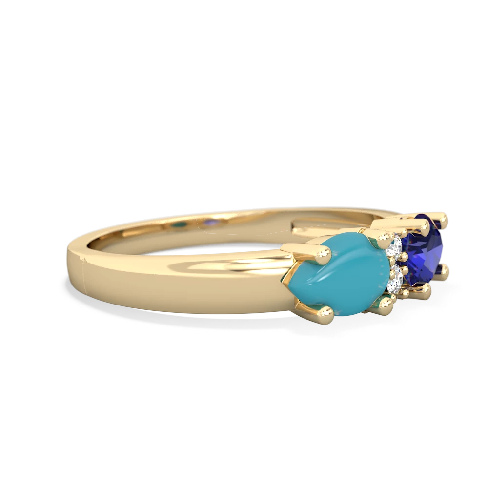 Lab Sapphire Pear Bowtie 14K Yellow Gold ring R0865