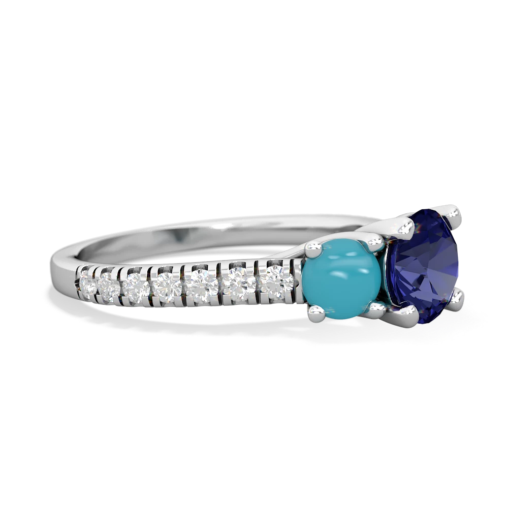 Lab Sapphire Pave Trellis 14K White Gold ring R5500