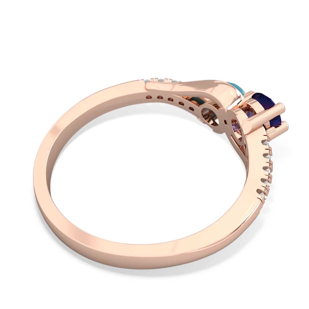 Lab Sapphire Infinity Pave Two Stone 14K Rose Gold ring R5285