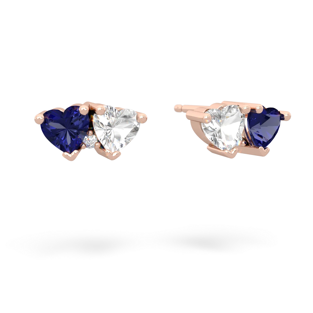 Lab Sapphire Sweethearts 14K Rose Gold earrings E5260