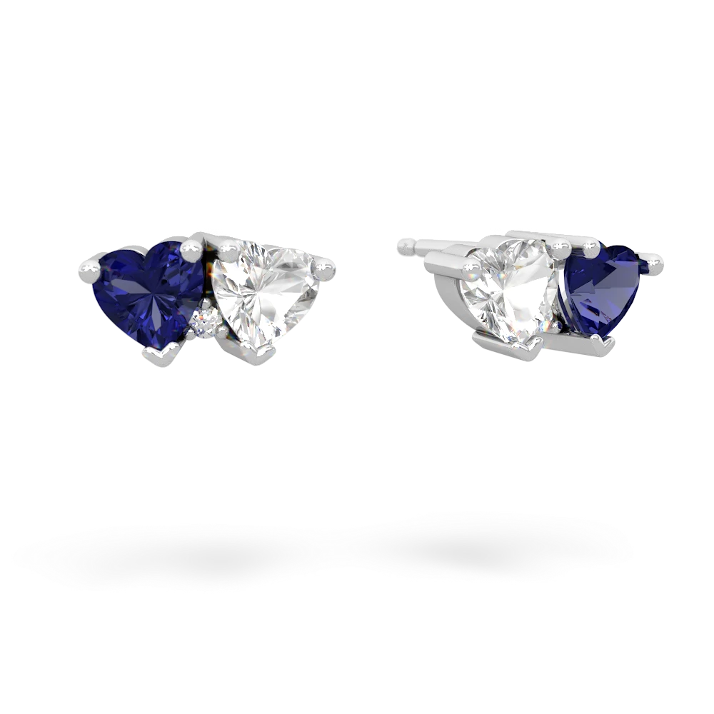 Lab Sapphire Sweethearts 14K White Gold earrings E5260