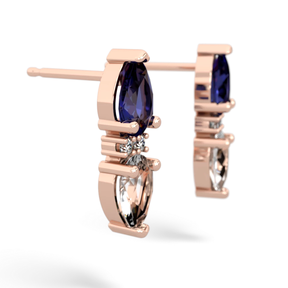 Lab Sapphire Bowtie Drop 14K Rose Gold earrings E0865