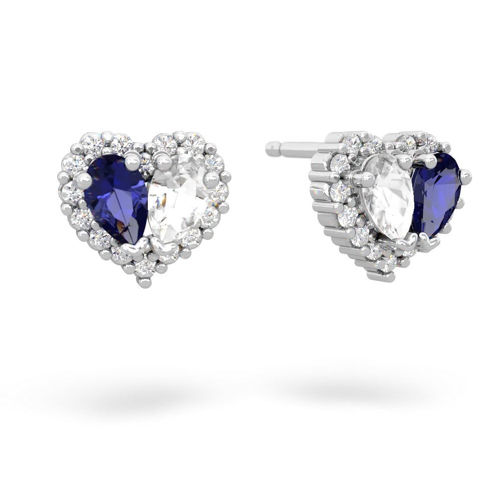 Lab Sapphire Halo 14K White Gold earrings E7008