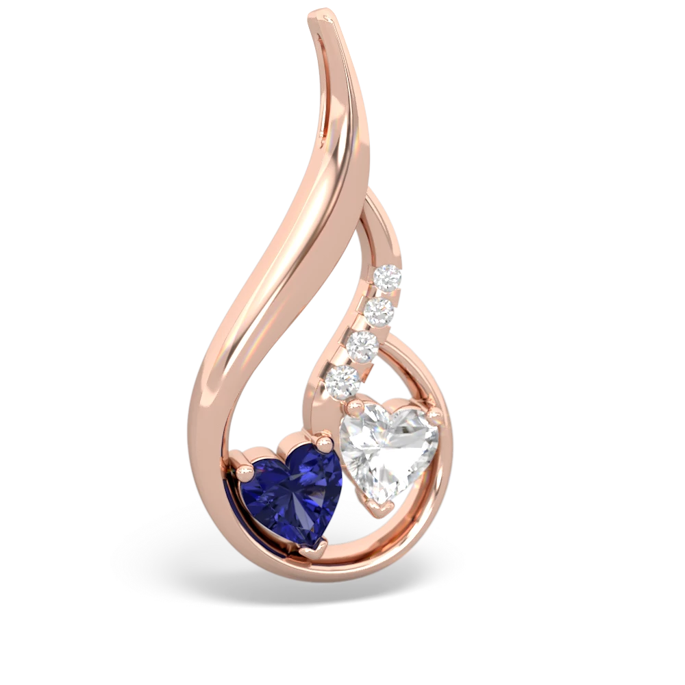 Lab Sapphire Keepsake Curves 14K Rose Gold pendant P5450