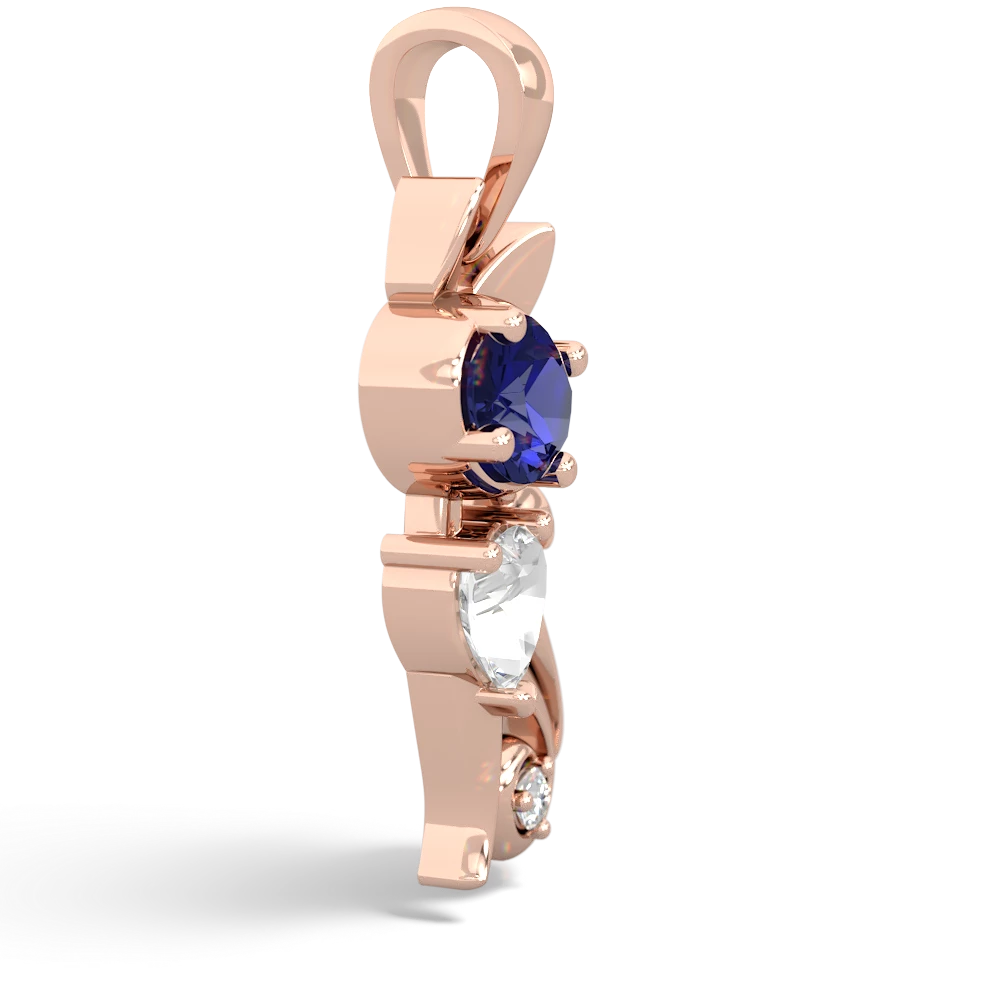 Lab Sapphire Kitten 14K Rose Gold pendant P5780