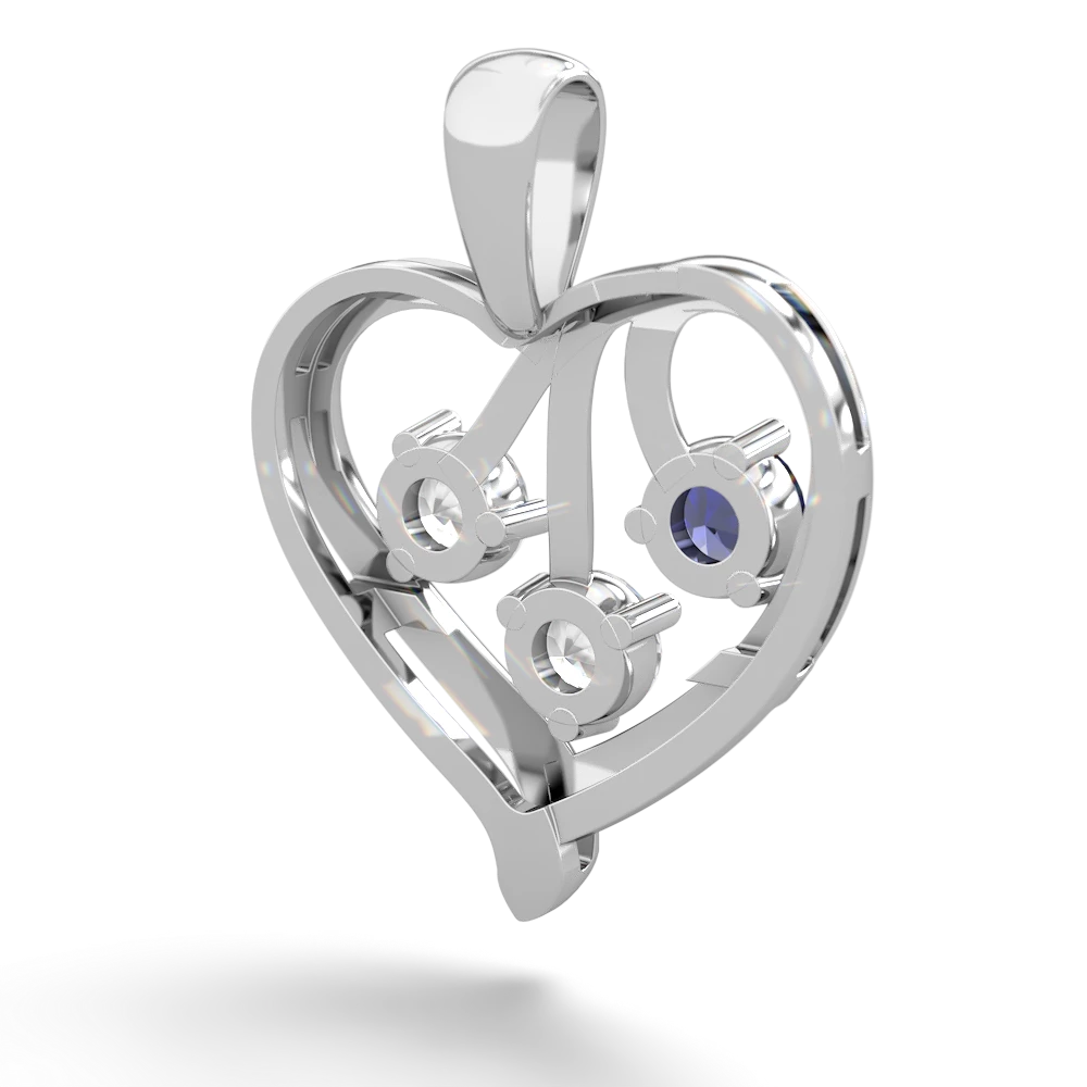 Lab Sapphire Glowing Heart 14K White Gold pendant P2233