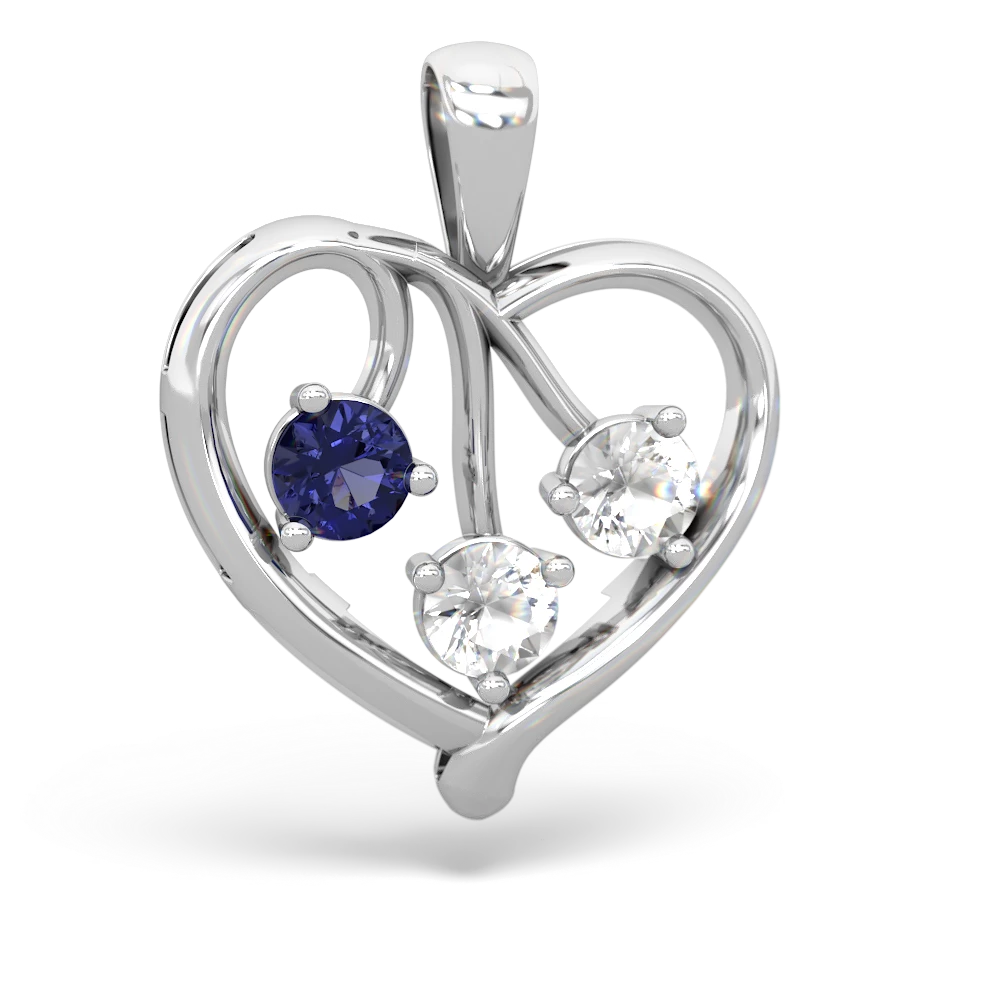 Lab Sapphire Glowing Heart 14K White Gold pendant P2233