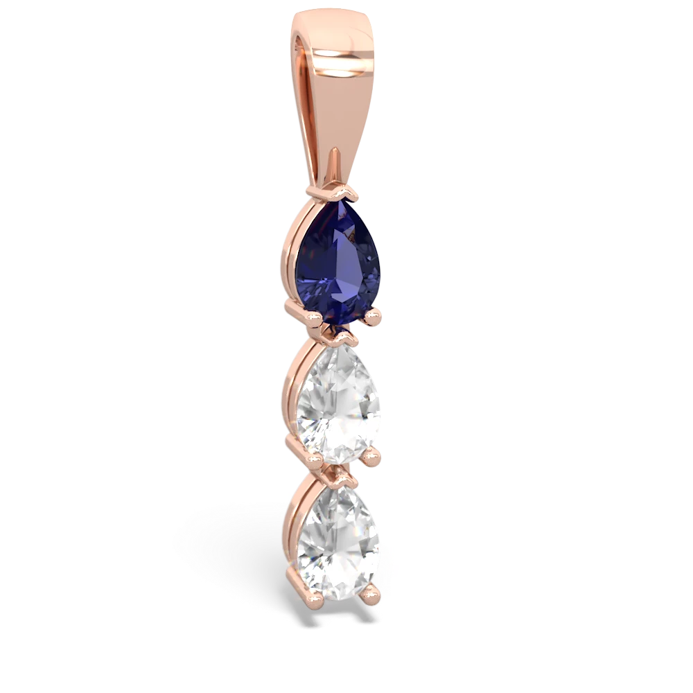 Lab Sapphire Dew Drops 14K Rose Gold pendant P2251